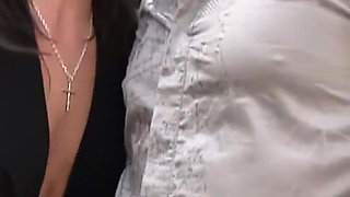 Couple bangs on sexy babysitter and hard threesome fuck