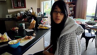 Interrupting My Trans Gf While Shes Cooking Then Getting Cum On My Face C