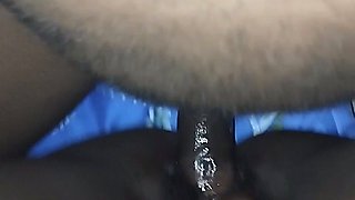 Hairy Creamy Ebony College Student Fucking with Boyfriend