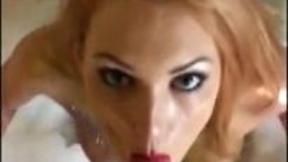Ravishing ginger-haired is providing incredible oral jobs to men she luvs to make them jizz on her face