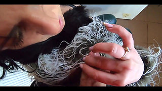 Tight Green Leather Pants Cameltoe Blowjob & Doggy with Cum on My Fur Coat & Downjacket- Preview