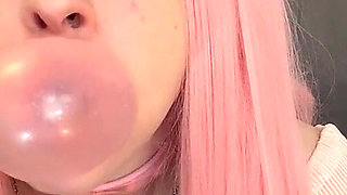 Bratty Bubblegum Slut Blowing Bubbles