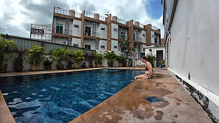 watch us playing in our swimming pool