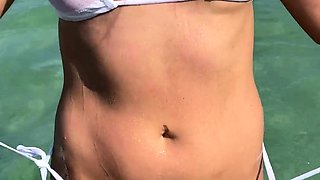 First time amateur brunette solo with dildo