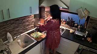 Red and Gold Dress Kitchen Play - Spanking, Blowjob, Doggy & Intense Orgasm 298