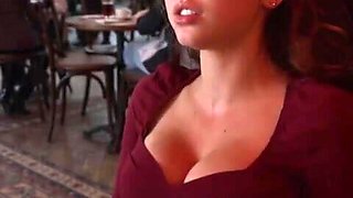 Sensual orgasm in a cafe. NSFW