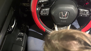 I suck his warm cock in public parking, while snowing