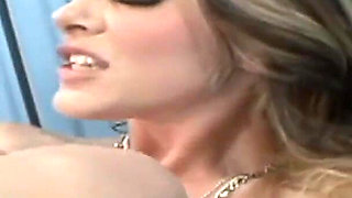 Dominant lesbian with tattoos fucking the blondie with a dildo