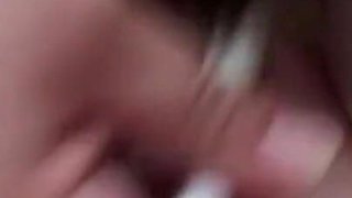 Chubby old woman uses toilet brush to masturbate