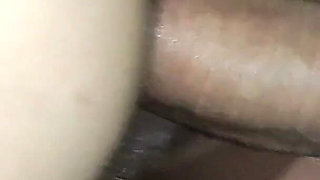 Blowjob sex in doggy style, hairy pussy drenched in cum