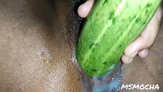Filipina Teen MsMocha Squirts Hard Using Big Cucumber Masturbation