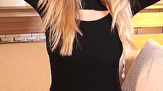 She Takes off Her Sexy Bodysuit to Start Masturbating