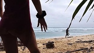 Public Beach Butt Plug Insertion by a Solo Female