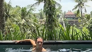 Teasing in See-thru Dress Outdoor at the Pool, Strip