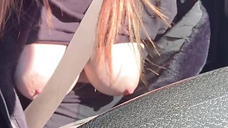 Sexy Car Ride With Italian Big Tits Milf Artemisia Love Flashing her big juicy boobs in the sun while driving