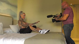 German blonde tattoo milf vacationer pick up on the beach