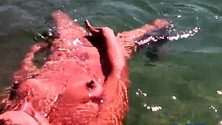 Naked Swimming MILF at the Beach