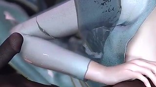 3D Cute Asian Babe Wearing Sexy Dress Got Fucked by BBC