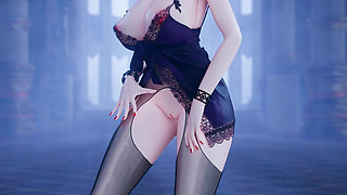 [mmd] T-ara - Number Azur Lane; Lace; Lingerie; Crotchless Black Stockings