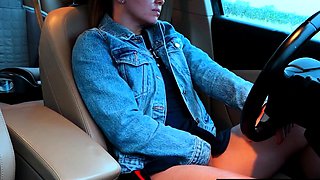 Redhead MILF Masturbates in Car