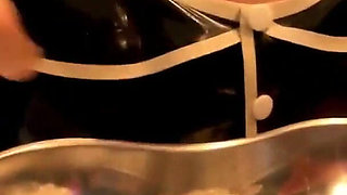 Miss Alessa Milano Femdom Cum Feeding Blowjob Training by German Mistress in Latex Dress