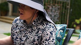 Hot brunette milf with big round honkers seduces a young guy, who is eager to fuck her