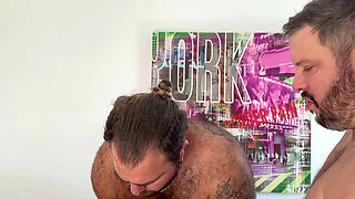 Hairy Bear Top Pounds Tight Holes in Raw Gay Group Action