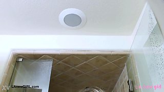 Show-Stopping Blonde Cutie took a shower