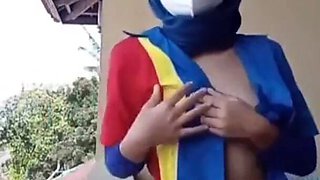 Hijab After Work Horny Plugging Vagina with Vibrator