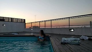 Cumming a Lot in the Pool at Sunset - Accounter Adventures