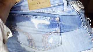 Fisting Until Squirts Her Shorts Completely Wet Homemade MILF Squirting