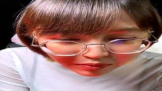 Amateur asian teen licks ass and sucks cock