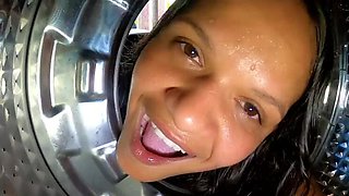 Latina Paty Bumbum gets stuck in washing machine - big dick Alex Lima can't resist fucking her
