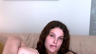 Glamour babe with big boobs masturbates in lingerie