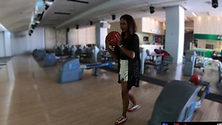 Bowling and POV blowjob from my super cute Thai MILF girlfriend