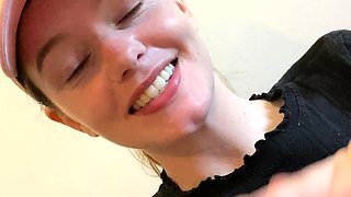 Cumshot amateur MILF suck and jerks dude in the bedroom
