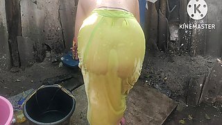 Anita Yadav Bathing Before Oil Massage