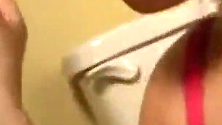 Big Tit Redhead Plays with BBC