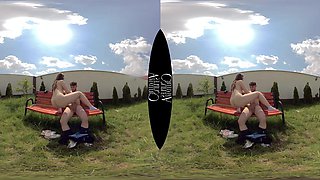 Teen Couple On Bench Amateurs VR
