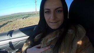 Cheating Wife Goes Fur-coat Shopping with Her Husband's Friend. She Will Suck His Cock Out-door 221