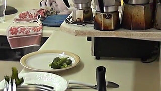 PAWG MILF takes BWC from behind for kitchen creampie