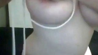 Big-Titted Lavender-Haired Amateur Tries Self Bondage