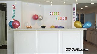 Girlfriends spicing up private party with a penis