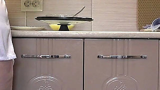 A Mature Wife Prepares Breakfast, and the Home Camera Watches. Big Ass in White Panties Under a Short Robe. Pavg
