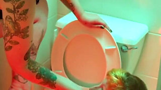 Lesbian Toilet Licking, Pee & Head Flushing Humilation