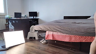 Sexy Mom Dances Naked Around the House. Sexy Brunette Does a Workout at Home Naked.