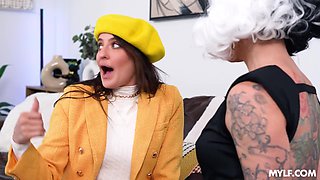 Horny lesbian milf wants to fuck a young babe with her strap-on toy