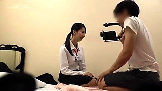 Japanese school sex doll humping loaded shaft in her uniform
