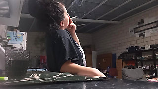 Sexy PAWG Smoking Cigarette