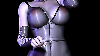 3D Short Hair Slut Asian Whore Wearing Sexy Lingerie Got Fucked so Hard